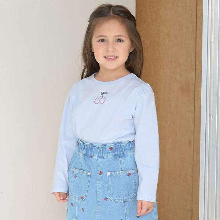 Soft Cotton Assorted Line Stone Motif Puff A-Line T-Shirt,Cream, medium image number 21