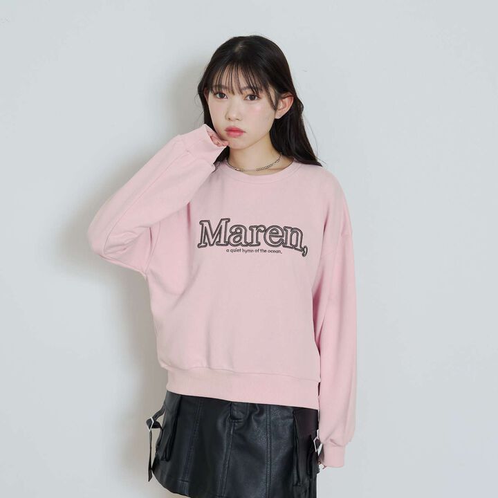 [Instant Cute Top] 3D Logo Embroidery Basic Sweatshirt,Off white, medium image number 3