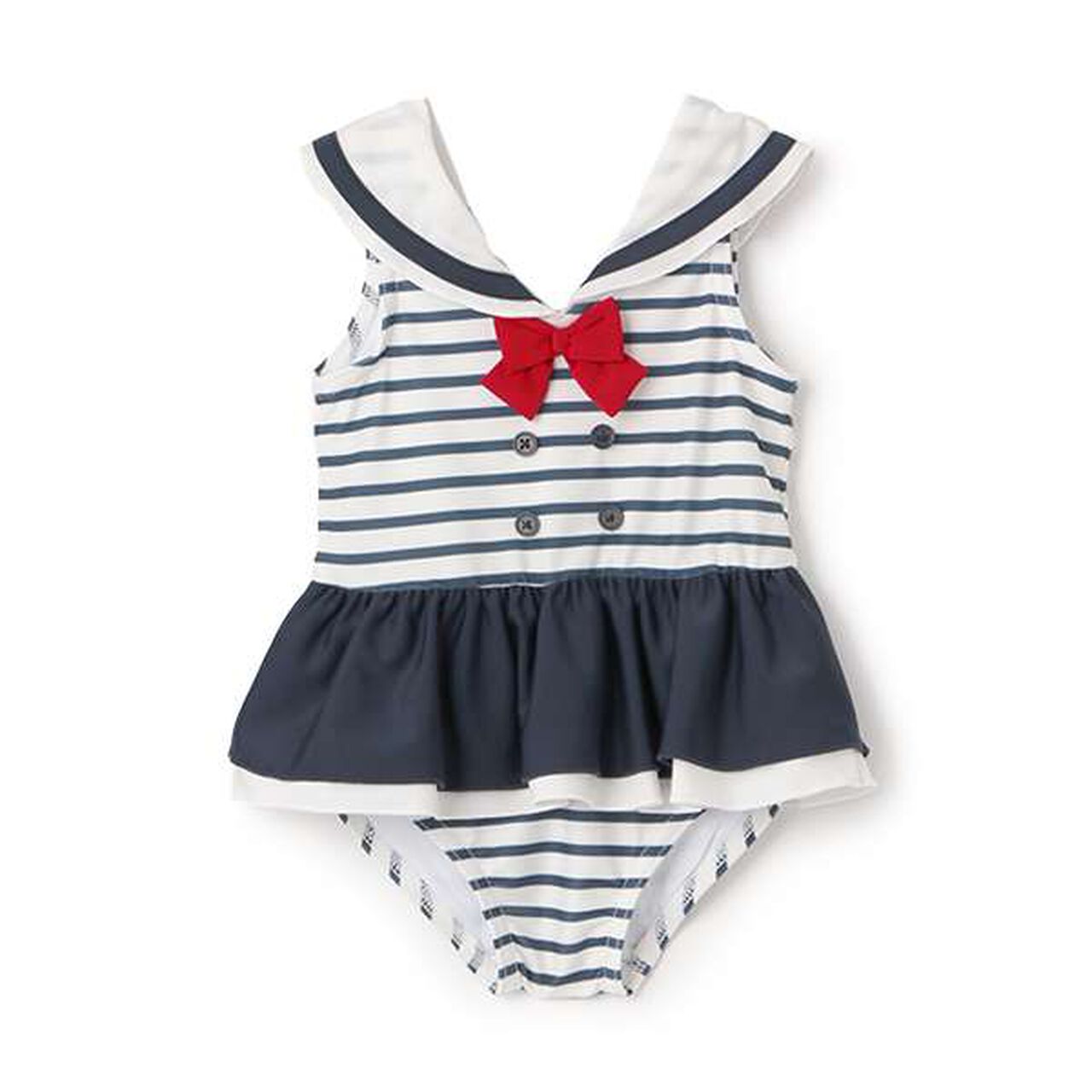 [SWIM] Girls Sailor Swimsuit,Navy, large image number 0