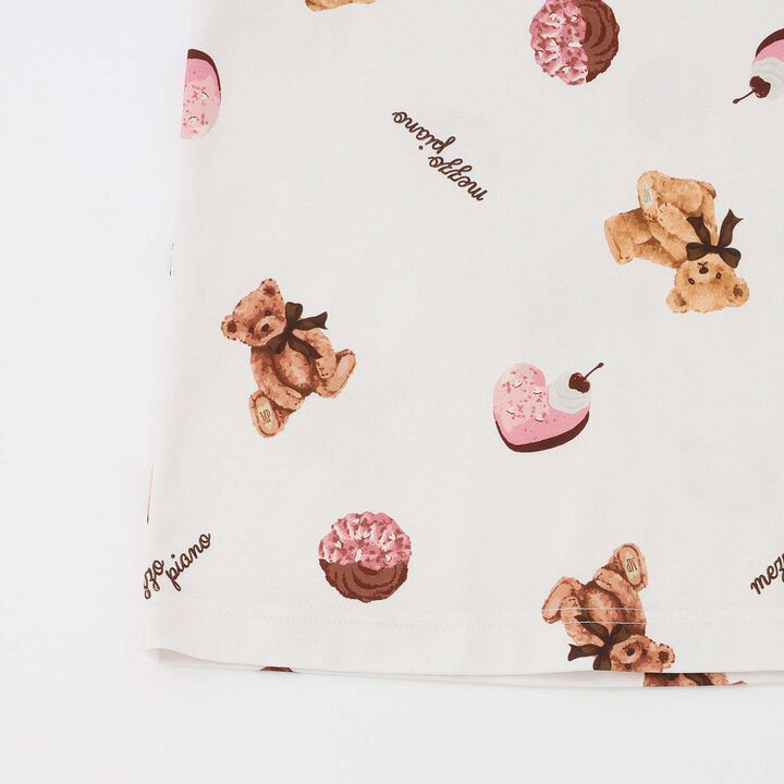 [Shea Butter] Sweets Bear Pattern Room Wear Set,Ivory, medium image number 9