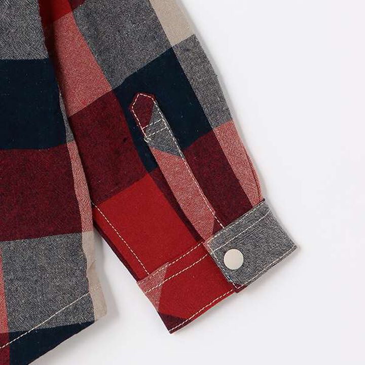 [Restock] Train Embroidery Checkered Long-Sleeve Shirt,Red, medium image number 6