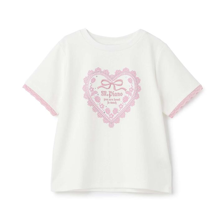 [Cool Touch] Trim Lace Short Sleeve T-Shirt,Off white, medium image number 0