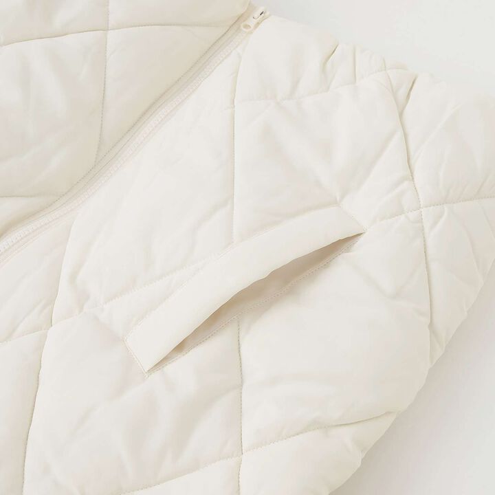 Double Zipper Puffy Quilted Bomber Jacket,Black, medium image number 12