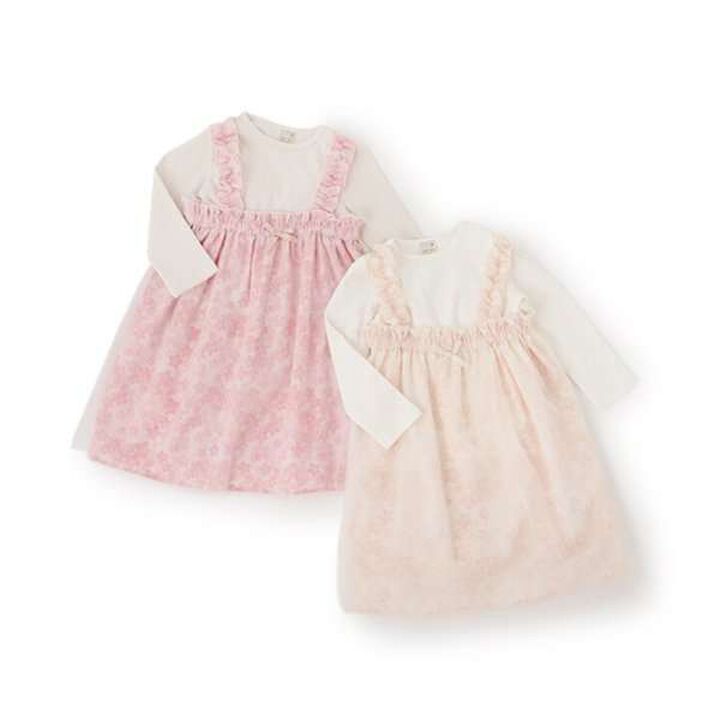 Floral Tulle Dress Set,Pink, medium image number 8