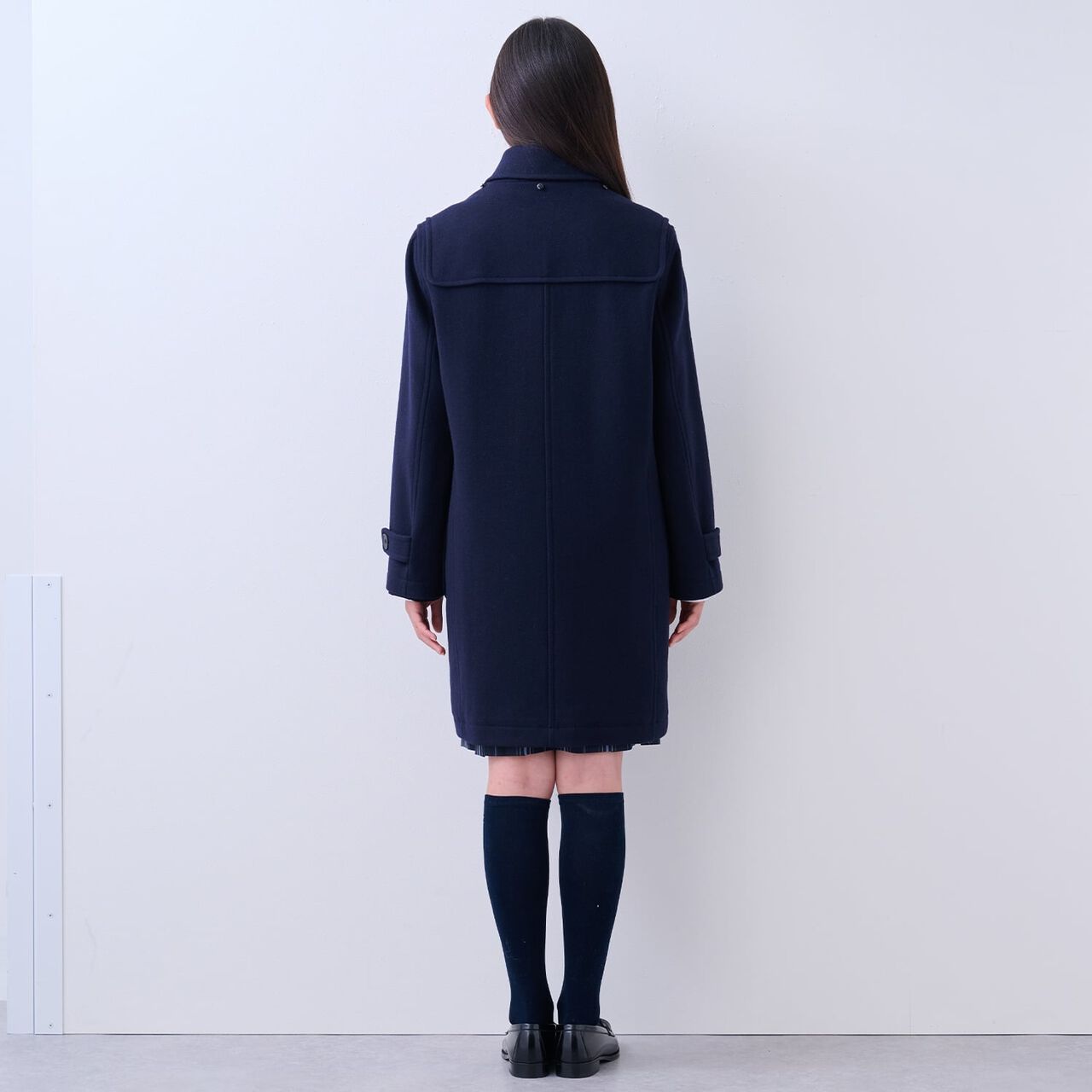 [Graduation Attire] Lightweight Quilted Lined Long Duffle Coat,Navy, large image number 10