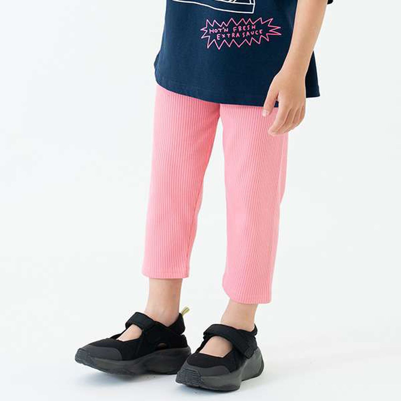 [365D.] Anti-Stain Solid Ribbed 7/8 Leggings,Pink, large image number 0