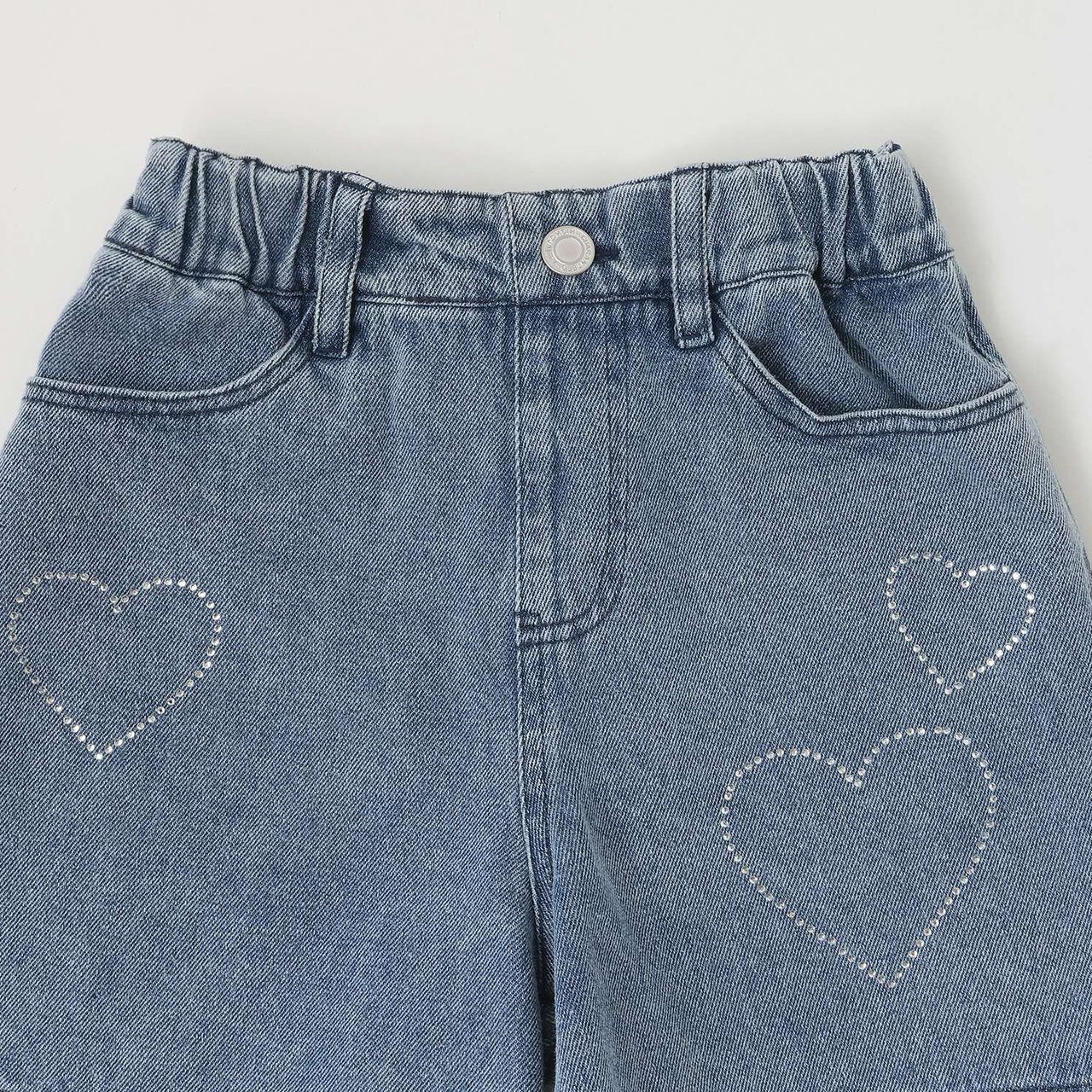 Rhinestone Denim Shorts,Black, large image number 10