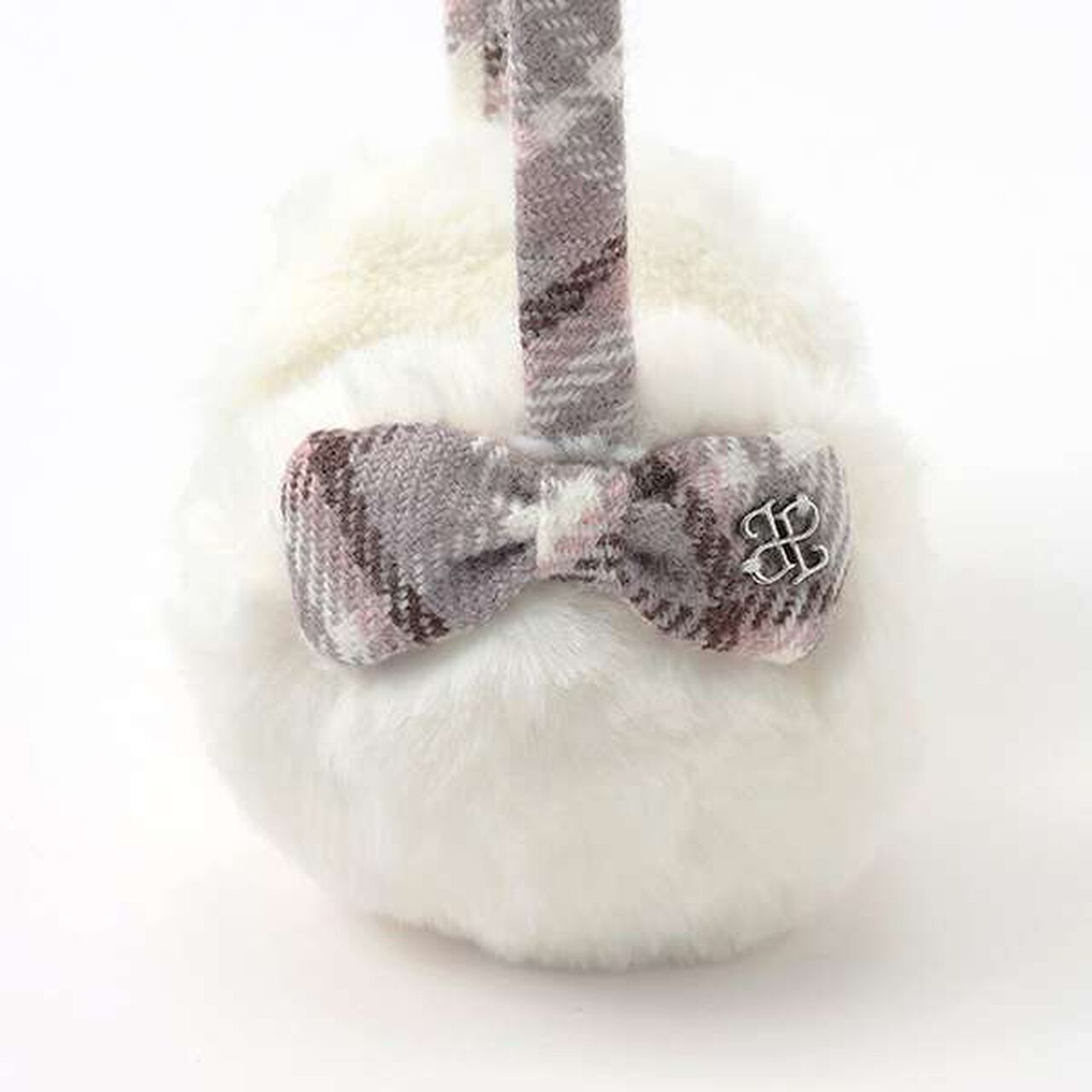 Check Scarf & Ear Muff Set,Pink, large image number 2