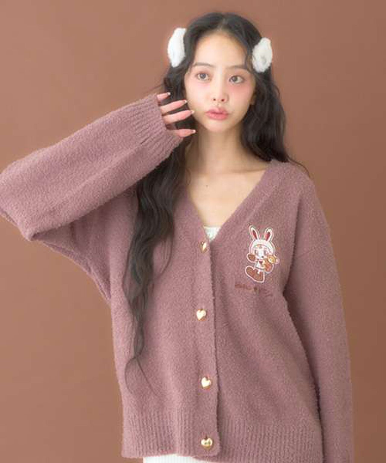 Berie-chan Fluffy Hair Clips,Ivory, large image number 4