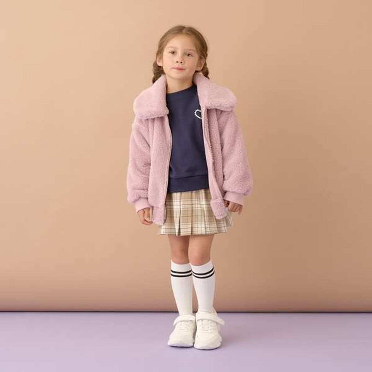 Versatile Round Collar Fleece Jacket,Beige, large image number 2