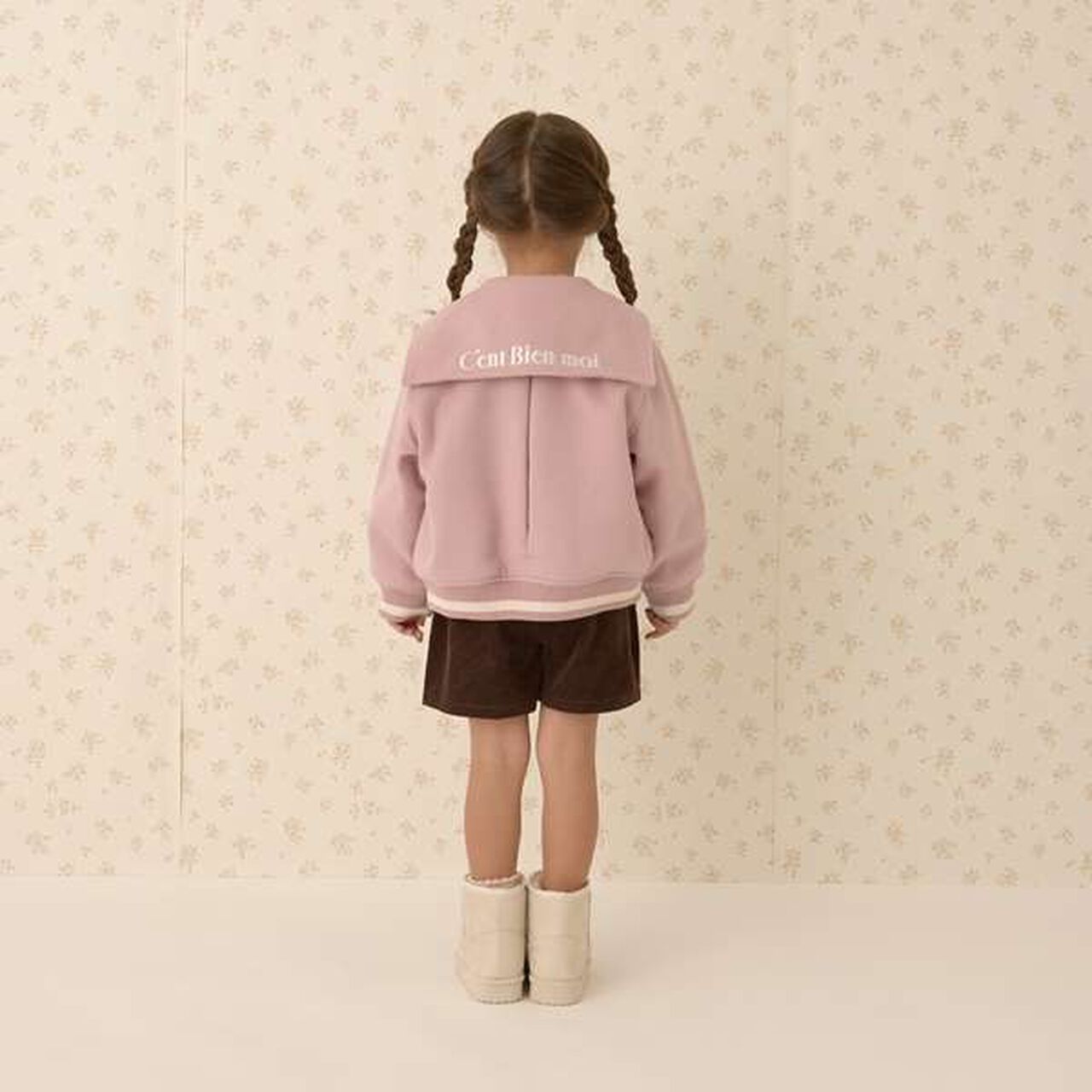 Sailor Collar Varsity Jacket,Beige, large image number 2