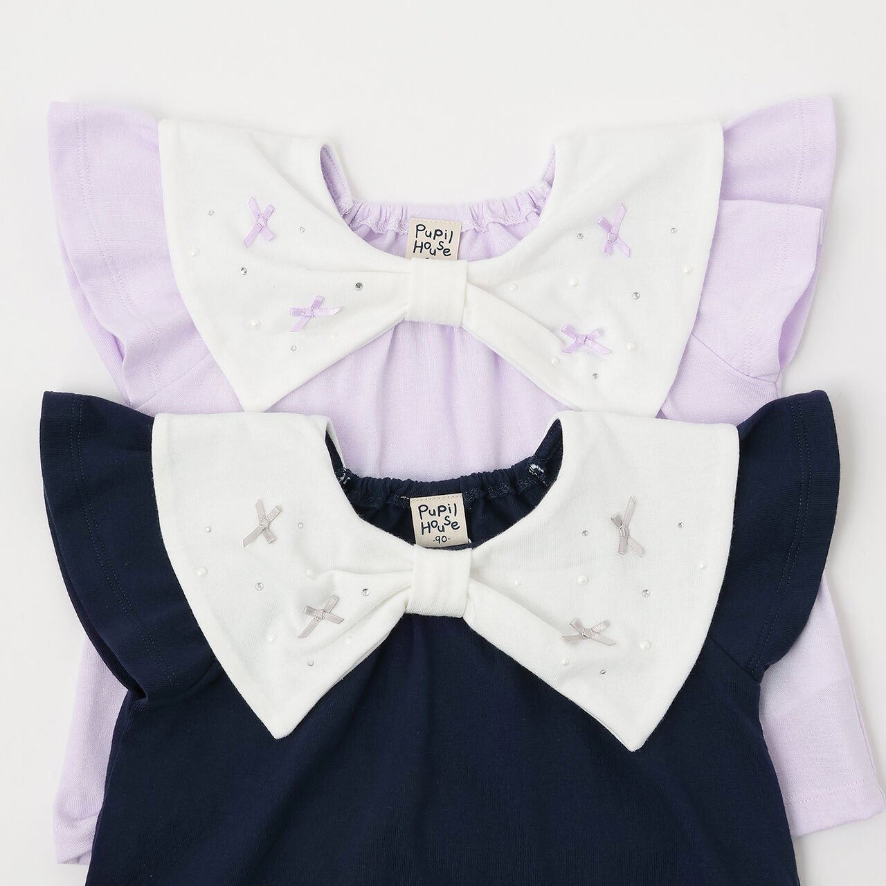 Big Ribbon Collar Frill Sleeve Tunic,Lavender, large image number 10