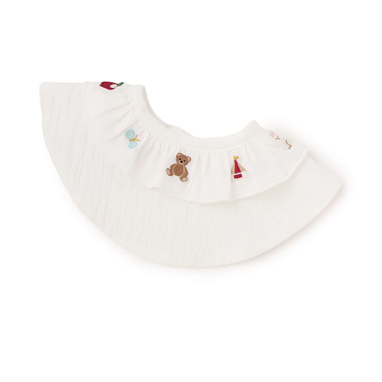 Waterproof Embroidered Frill Bib,Ivory, large image number 0