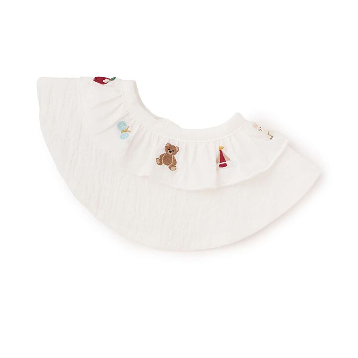 Waterproof Embroidered Frill Bib,Ivory, medium image number 0