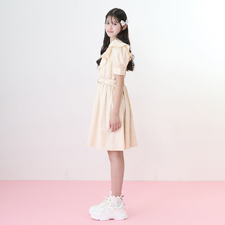 Half-Zip Frill One-Piece Dress,Sax blue, medium image number 10