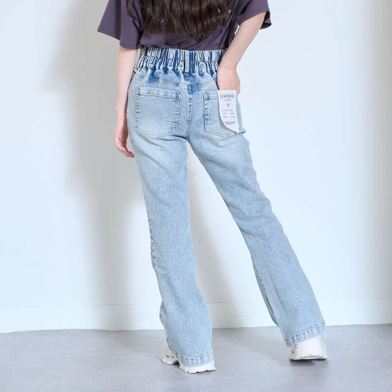 [Stretch] Stylish Flare Denim Pants,Sax blue, large image number 8
