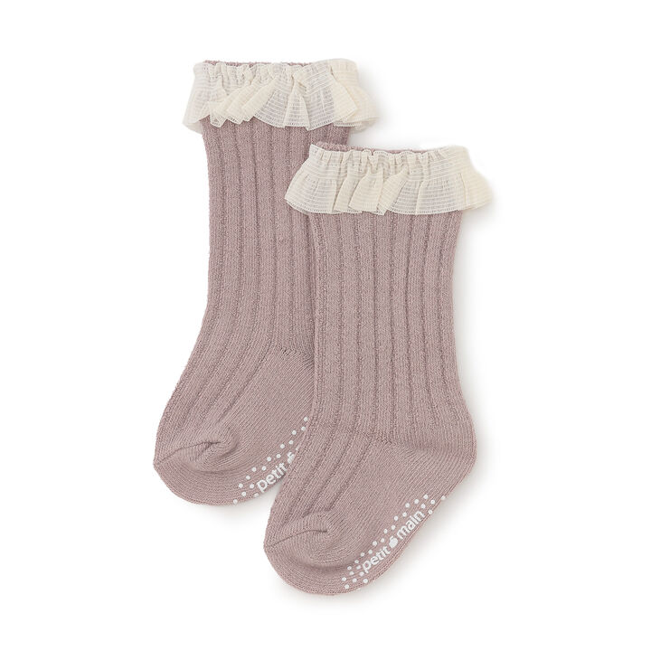 Tulle Frill Knee-High Socks,, medium
