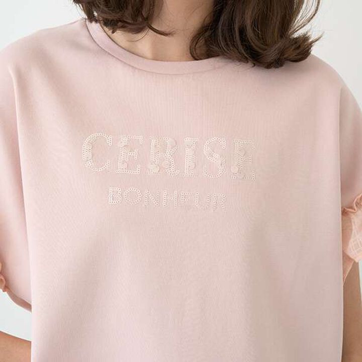 Sequined Logo T-Shirt,White, medium image number 6