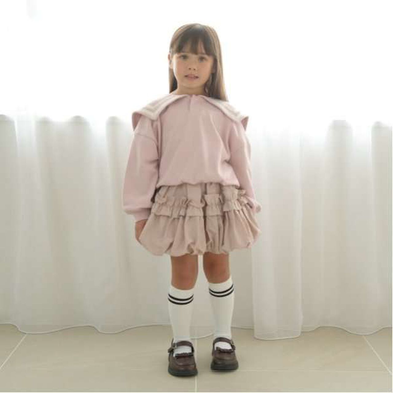 Frilled Balloon Skirt,Deep red, large image number 18