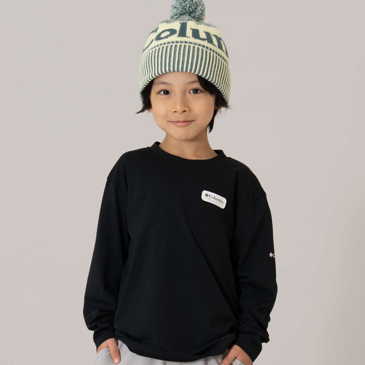 [Columbia] Kids One-Point Logo Long Sleeve T-Shirt,Black, large image number 3