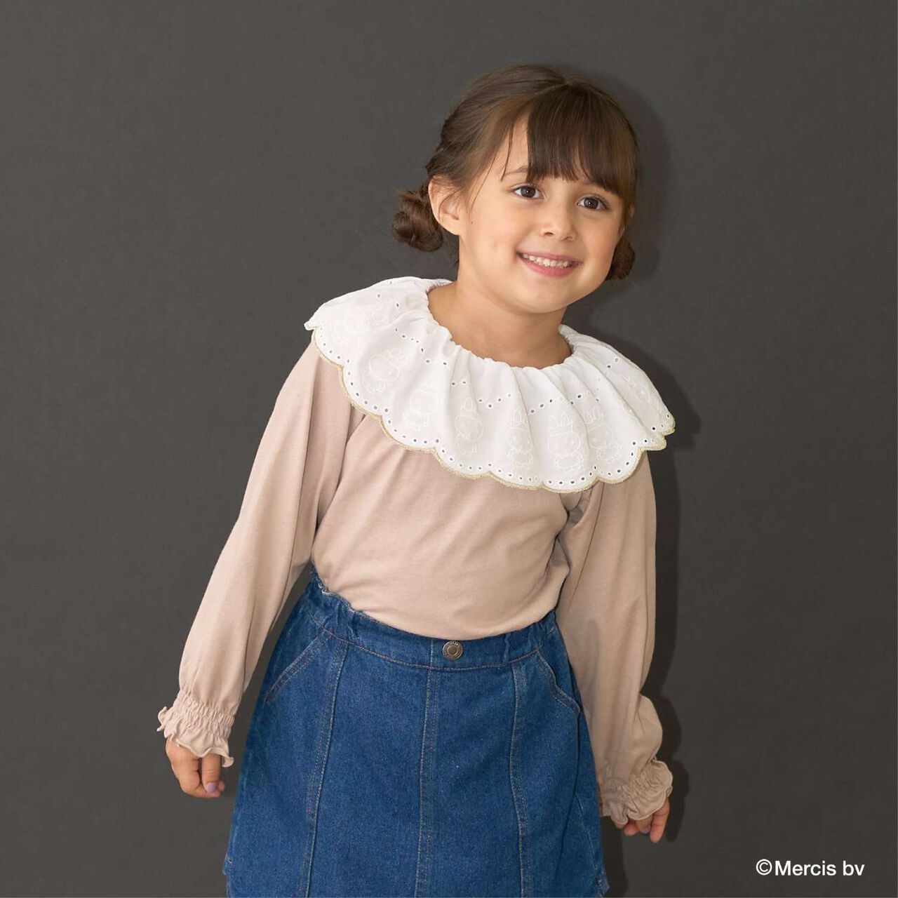 [Miffy] Soft Cotton Lace Collar Top,Cinnamon, large image number 0
