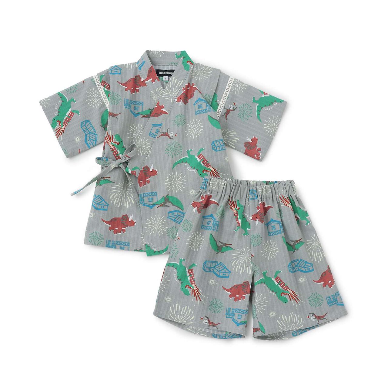 Dinosaur Print Jinbei,Gray, large image number 2