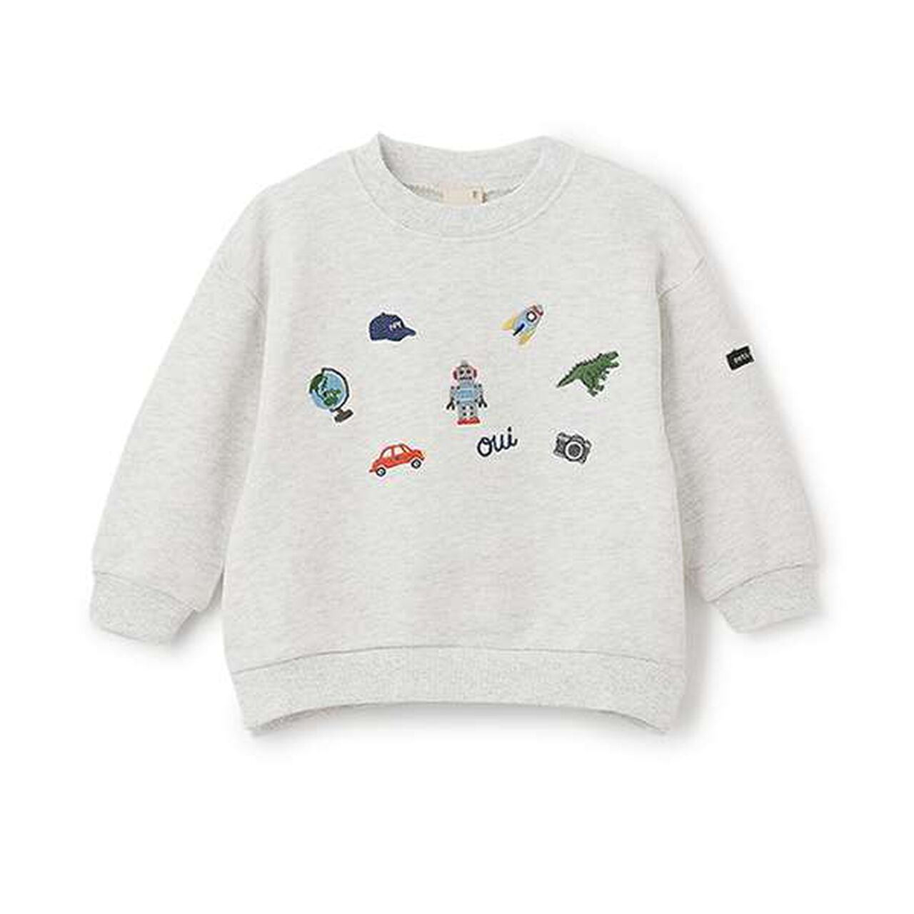 Embroidered Toy Motif Sweatshirt,Navy, large image number 6