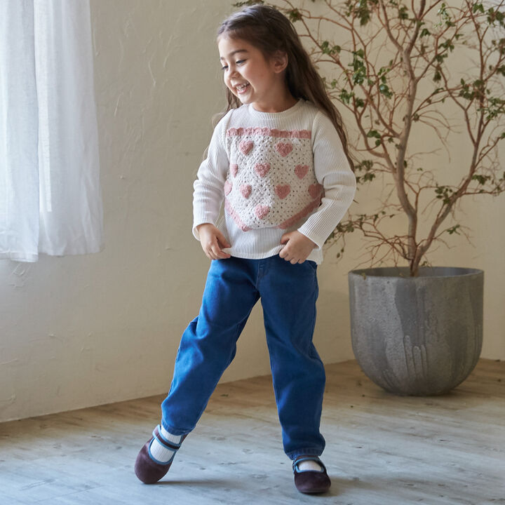 Wool Lined Denim Barrel Pants,Blue, medium image number 0