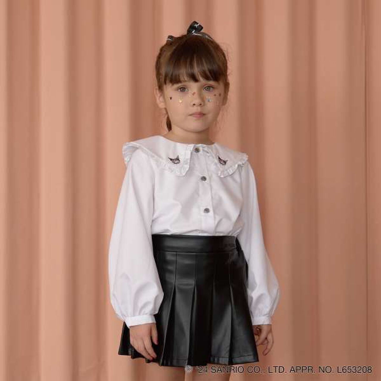 Sanrio Kuromi Frill Collar Blouse & Ribbon Hair Tie Set,Black, large image number 20