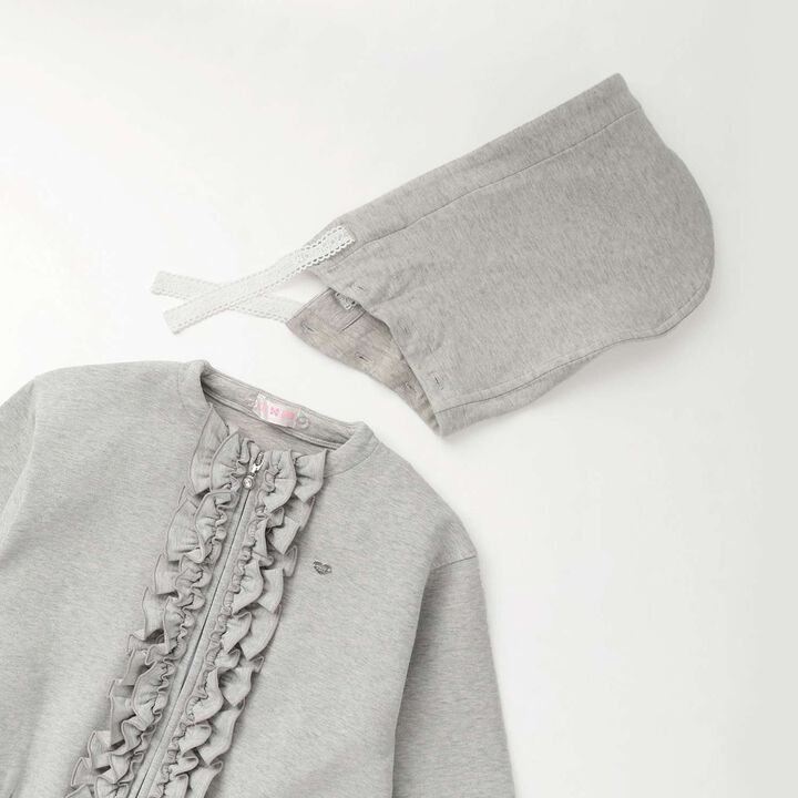 Lame Cardboard Frill Zip Parka,Pink, medium image number 3