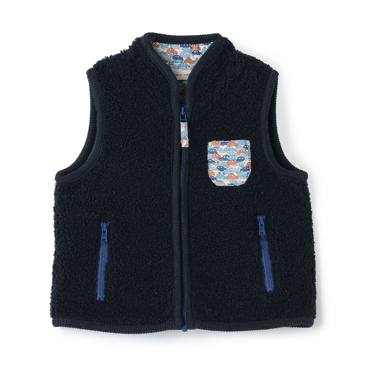 Cars Boa Fabric Vest,Navy, large image number 0