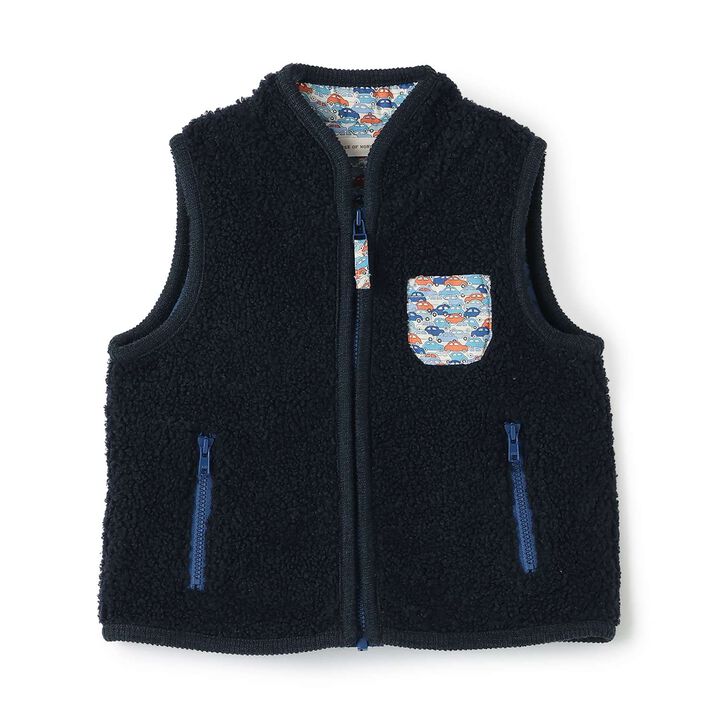 Cars Boa Fabric Vest,Navy, medium image number 0