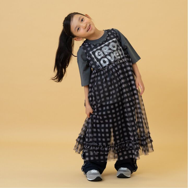 Chiffon Checkered One-Piece Dress,Lavender, medium image number 2