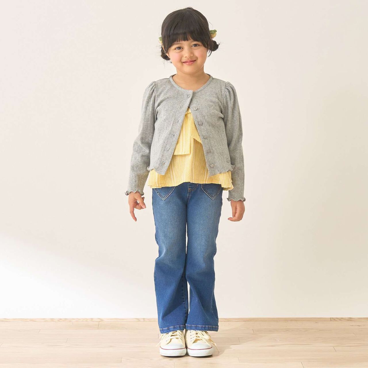 Beautiful Silhouette Stretch Heart Pocket Flare Denim Pants,Blue, large image number 17