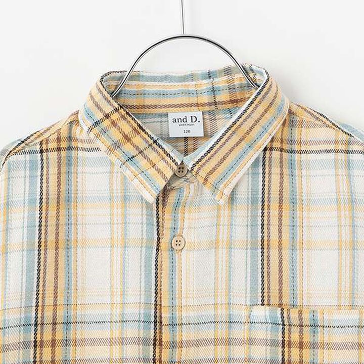 Matching with Dad Outfit Kids Peach Fleece Checkered Shirt,Pink, medium image number 8