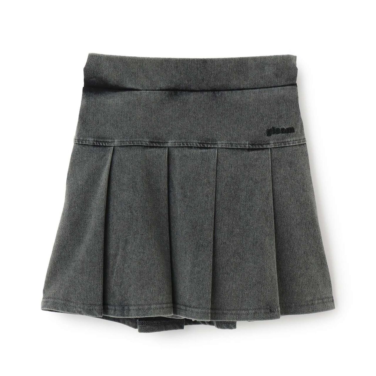 Denim-Like Cut Pleated Skirt,Gray, large image number 5