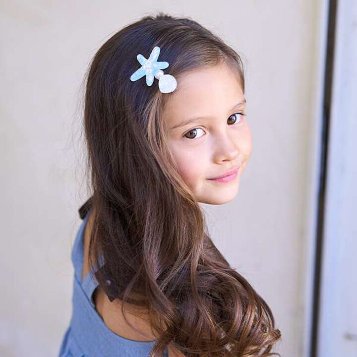 Sparkling Hair Clip with Pearls,Sax blue, medium image number 11