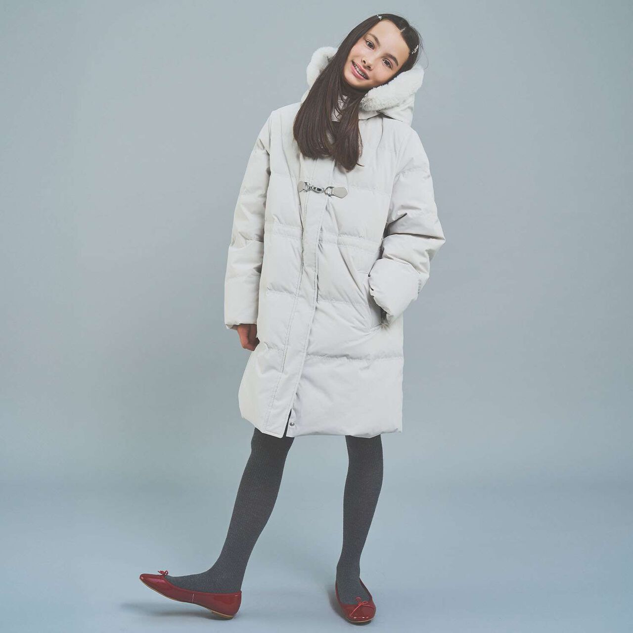 Water-Repellent, Machine Washable A-Line Down Coat[Available in 130cm],Light beige, large image number 0