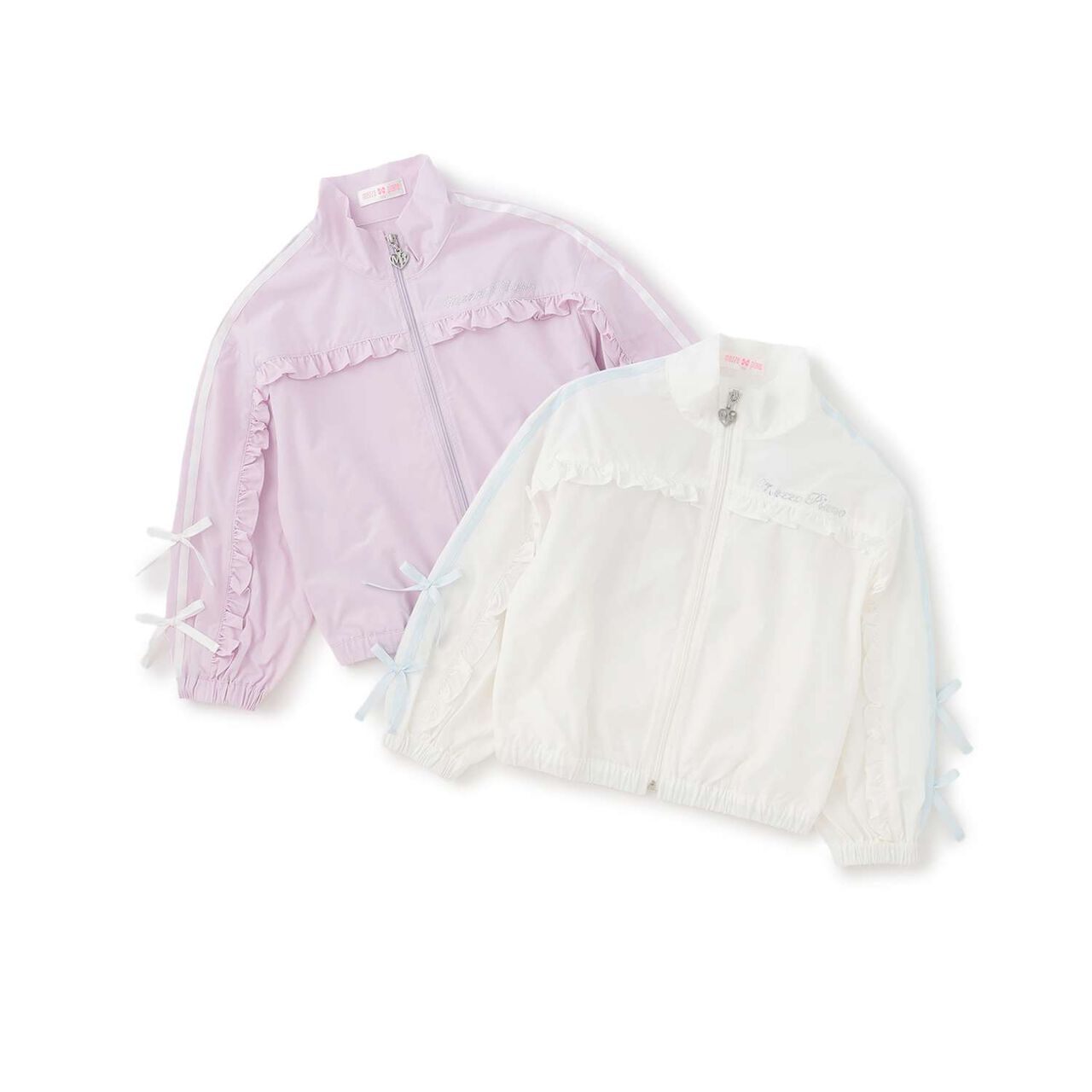 Frill Ribbon Line Bomber Jacket,Pink, large image number 6