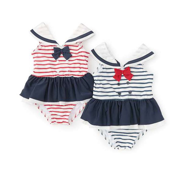 [SWIM] Girls Sailor Swimsuit,Red, medium image number 10