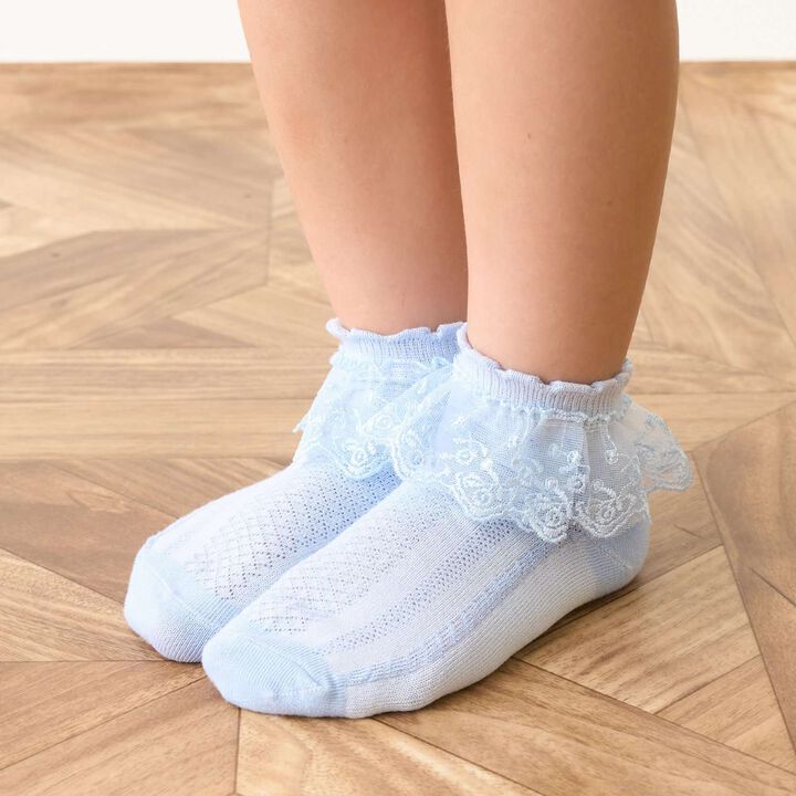 [Lycee Mine Ballet Series] Ruffled Lace Socks,Sax blue, medium image number 13