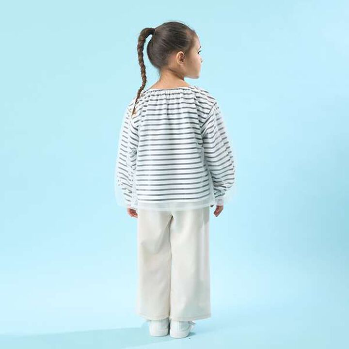 Soft Cotton Tulle Layered Stripe Boat Neck T-Shirt,Blue, medium image number 12