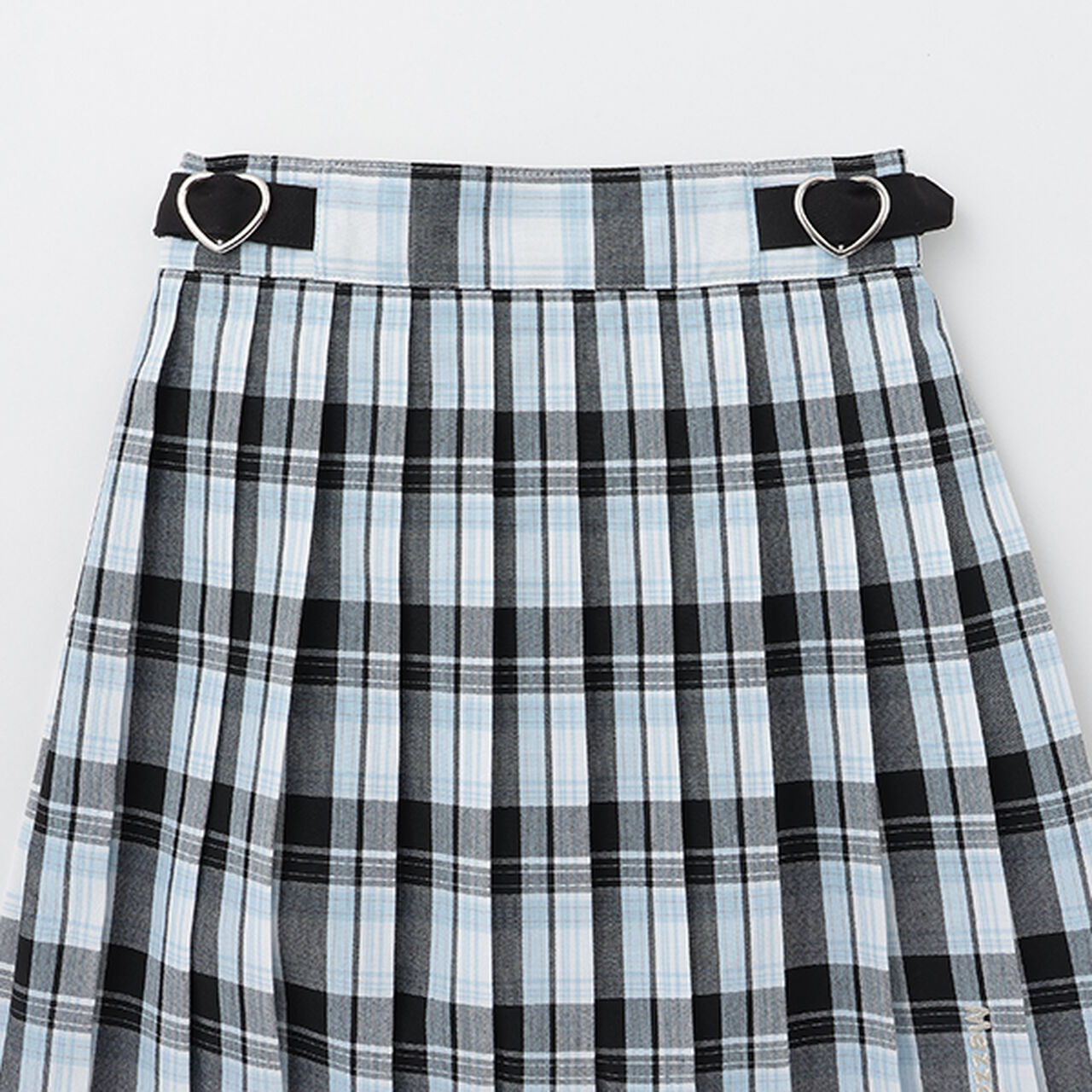 Side Heart Belt Check Pleated Skirt-Pants,Sax blue, large image number 2