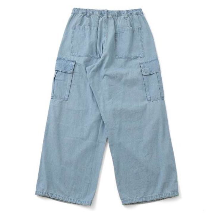 Light Denim Wide Cargo Pants,Deep blue, medium image number 8