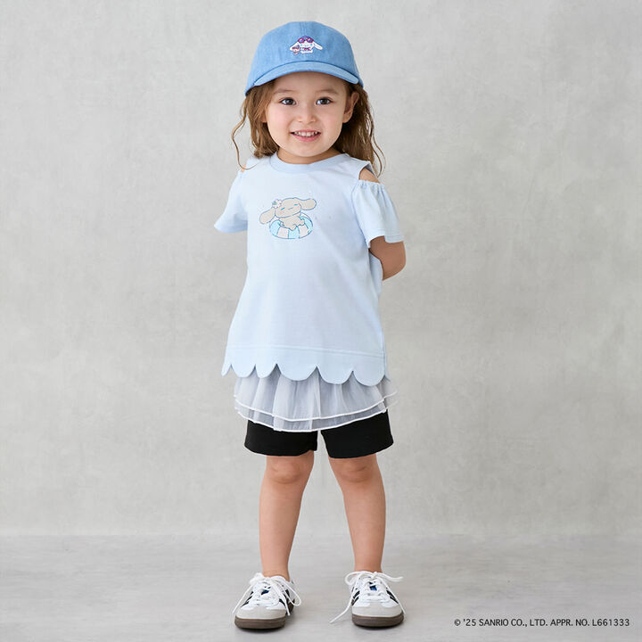 [Sanrio Characters] Cold Shoulder Graphic T-Shirt,Sax blue, medium image number 6