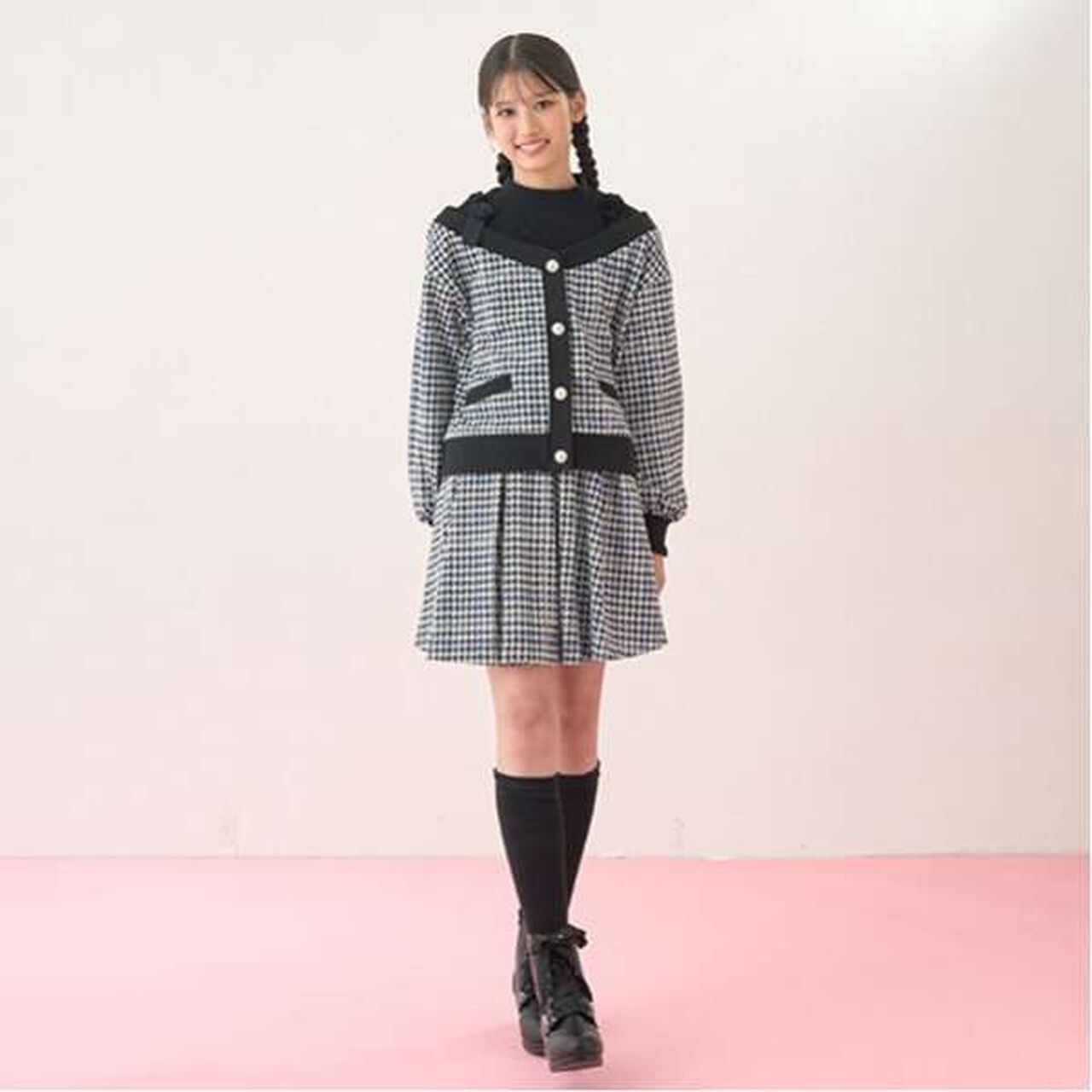 Houndstooth Jacquard Skirt Pants,Mocha tea, large image number 5