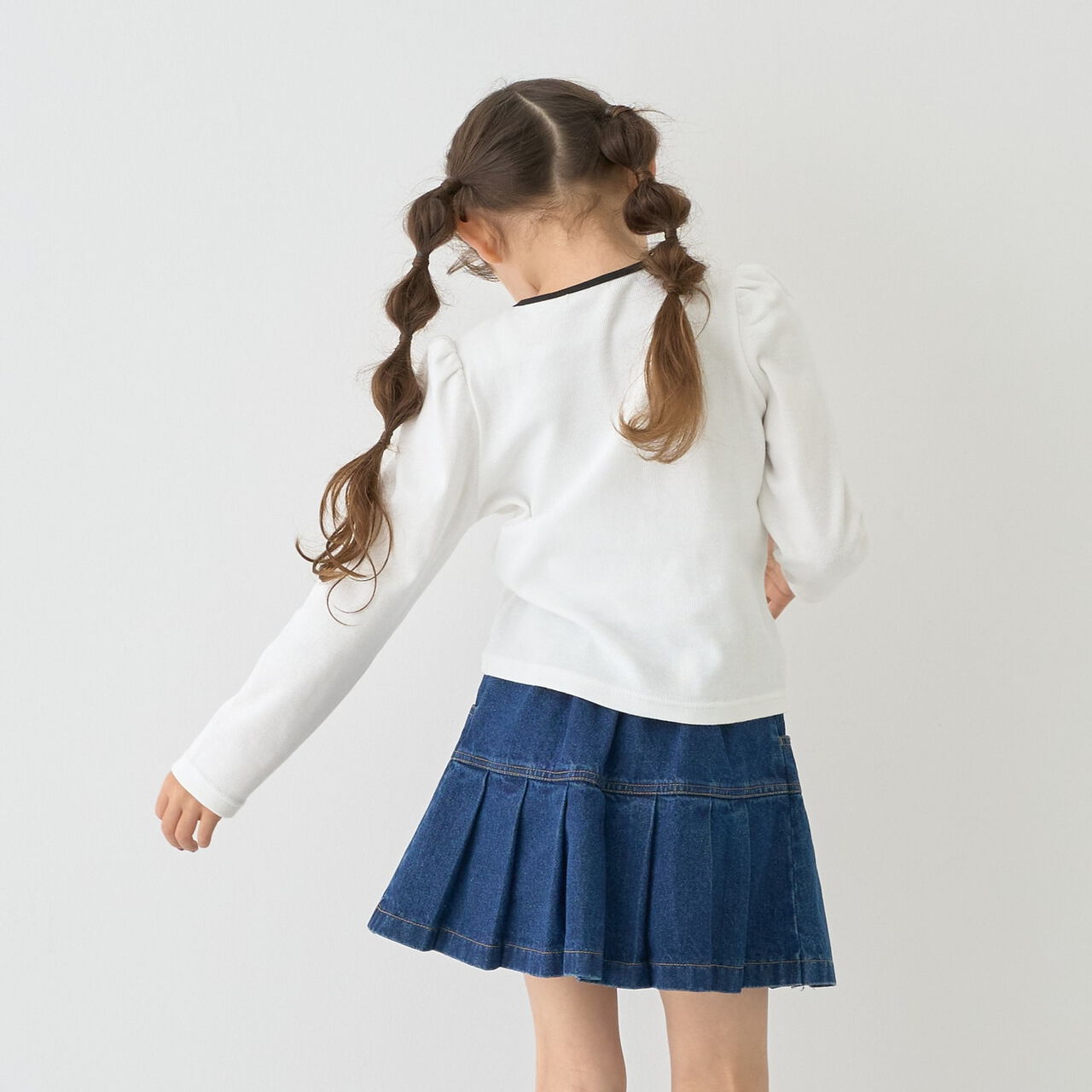 [Mini Length] Bi-Color Ribbon Ribbed Top,Blue gray, large image number 2