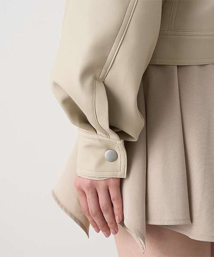 Compact Leather Jacket,Ivory, medium image number 11