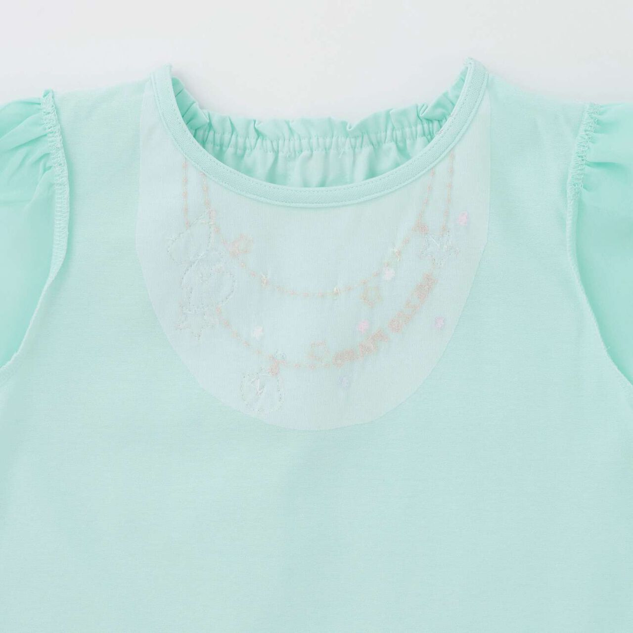[Restocked] Shell Necklace Embroidery Scalloped Hem T-Shirt,Mint, large image number 3