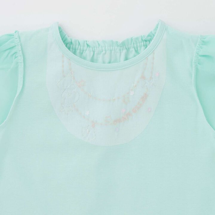 [Restocked] Shell Necklace Embroidery Scalloped Hem T-Shirt,Mint, medium image number 3
